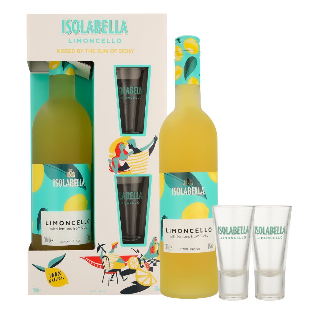 Isolabella Limoncello + 2 glasses 70cl