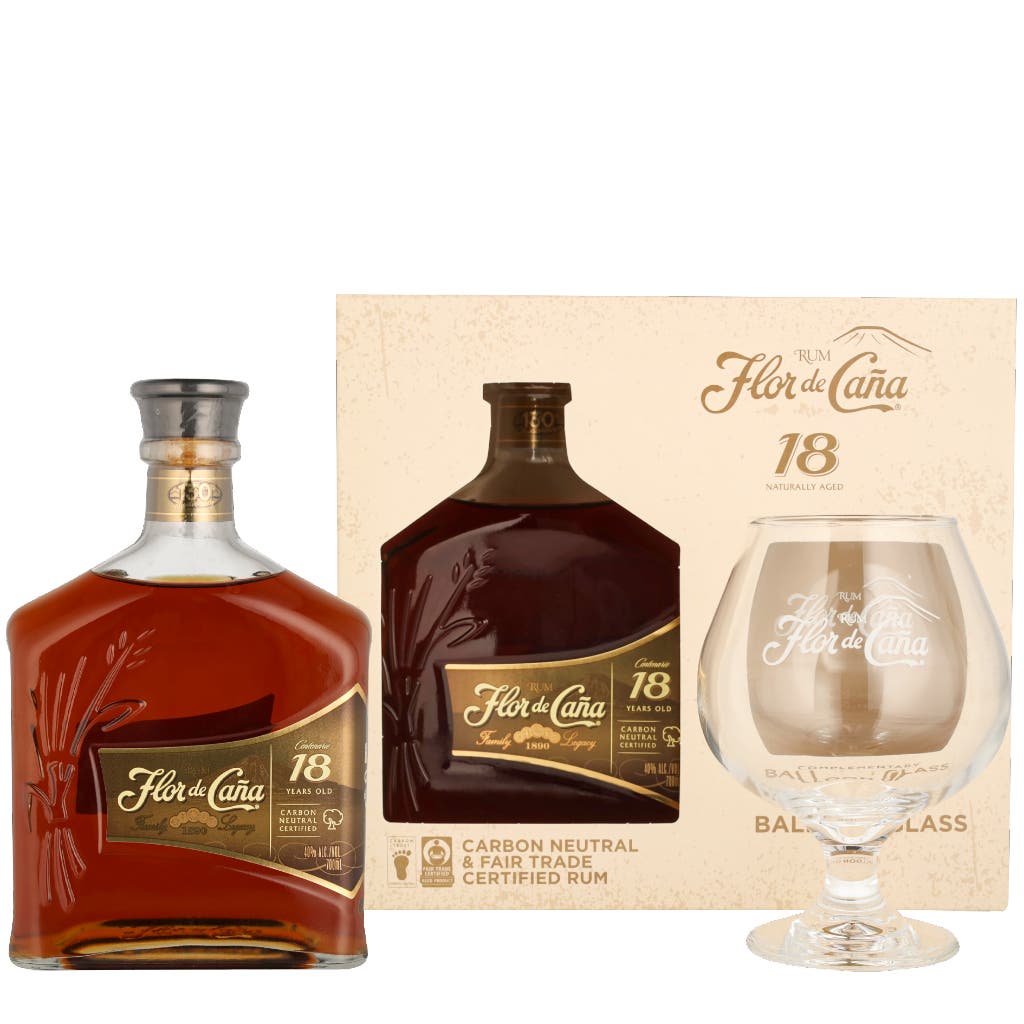 Flor De Cana 18 Years + Glass 70cl