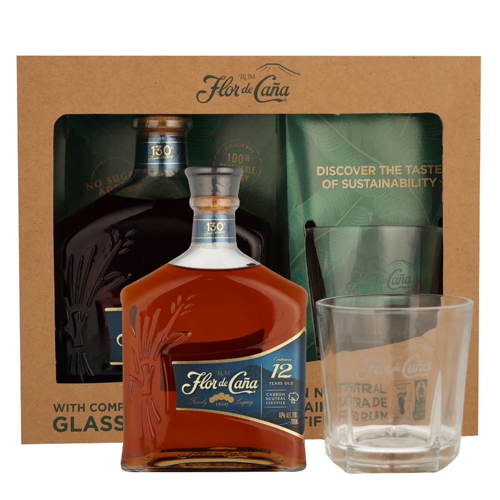 Flor De Cana 12 Years Giftset 70cl