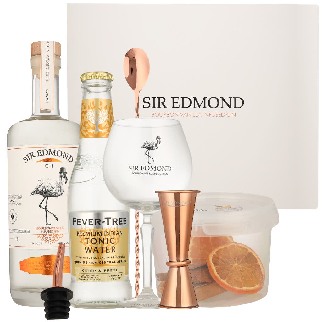 Sir Edmond Bourbon Vanilla Infused Gin 70cl & 2 Fever-Tree Indian Tonics Giftset
